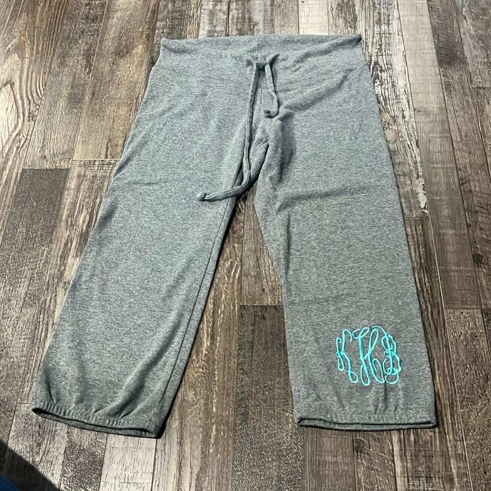 Bella Canvas capris with embroidered monogram “KHB”